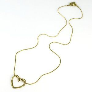 Curled Heart Snake Chain Necklace Gold Plated Stainless Steel